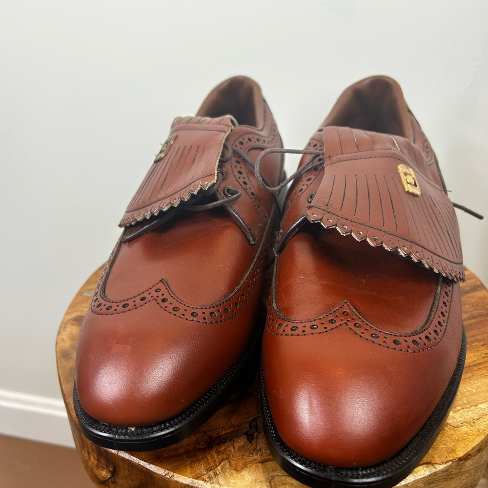 FootJoy Size 8 1/2 Brown Golf Shoe Wing Tip Leather Kiltie 59162 - Picture 4 of 12